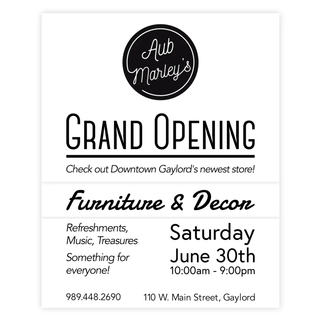 Aub Marly's Grand Opening - Graphic (2019)